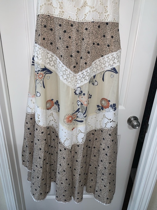 Anthropologie Leifnotes Women’s Boho Field Biology Floral Lace-Trim Maxi Dress - Picture 7 of 11